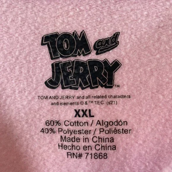 Tom and Jerry Pink Long Sleeve Pullover Sweatshirt EUC Women's Size XXL - Picture 4 of 12